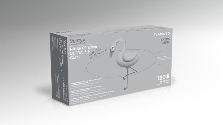 Ventyv 10337106 Coral Flamingo Nitrile Gloves Box of 180, X-Large