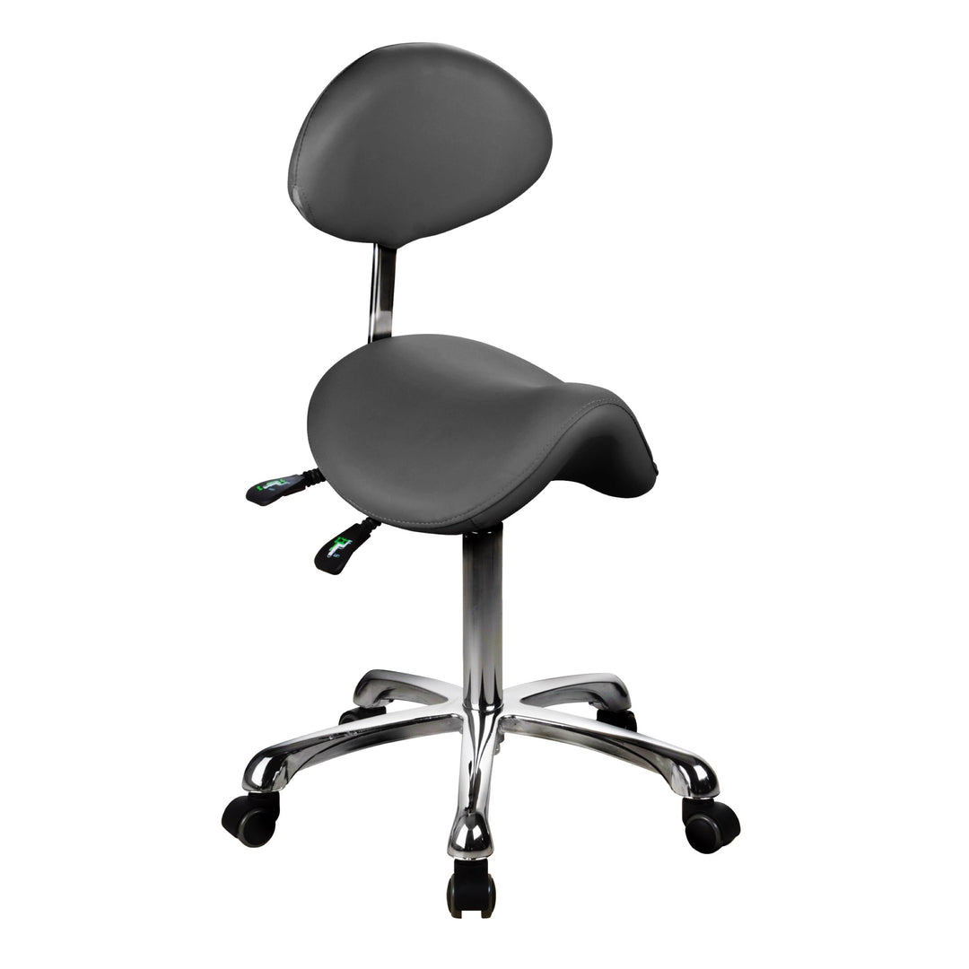 Esthetician Saddle Stool with Backrest