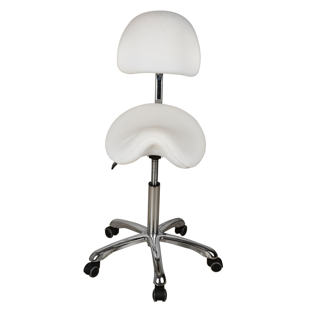 Esthetician Saddle Stool with Ergonomic Backrest