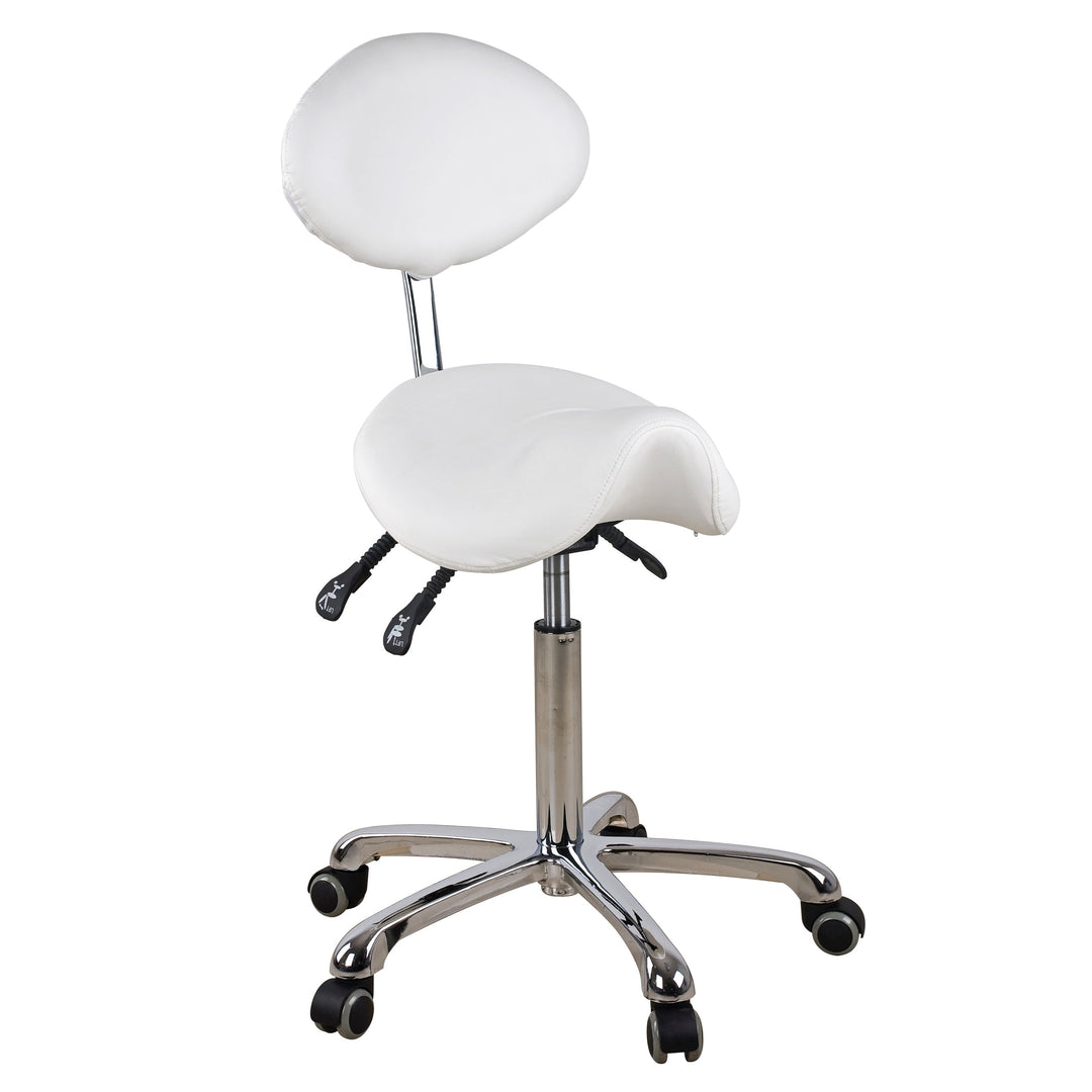 Esthetician Saddle Stool with Backrest